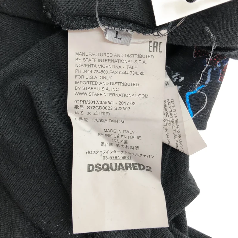 DSQUARED2 / ディースクエアード | ダメージ加工 メタルロゴ ロングスリーブTシャツ | L | レディース