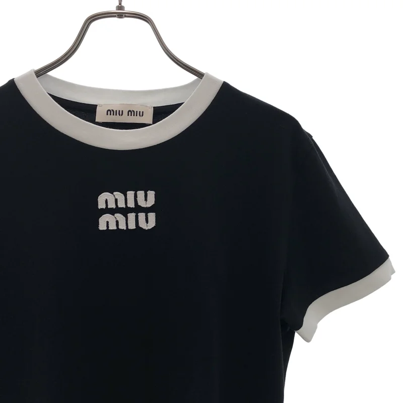 miu miu / ミュウミュウ | 2025 | 刺しゅうロゴ入り コットンジャージー Tシャツ | S | レディース