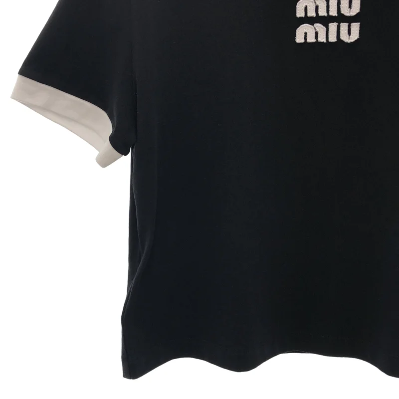 miu miu / ミュウミュウ | 2025 | 刺しゅうロゴ入り コットンジャージー Tシャツ | S | レディース