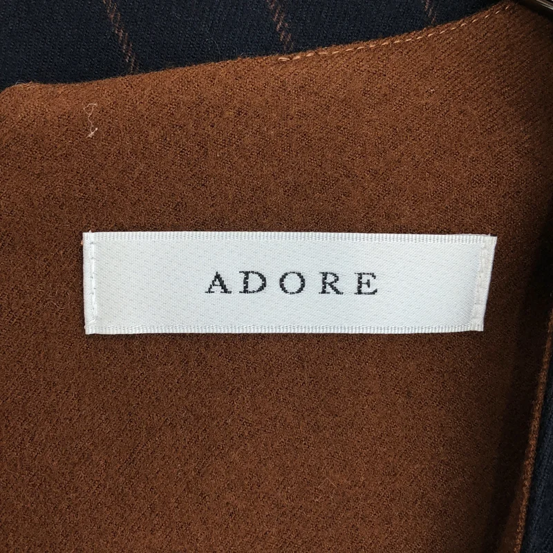 ADORE / アドーア | ウール ストライプ Vネック アシンメトリーワンピース | 36 | レディース