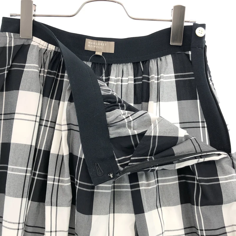 MARGARET HOWELL / マーガレットハウエル | MONO CHECK SILK COTTON スカート | 2 | レディース
