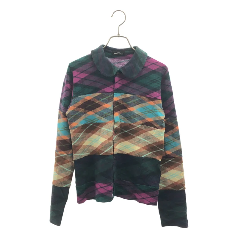 tricot COMME des GARCONS / トリココムデギャルソン | 2000AW | ウール 総柄 パッチワーク 丸襟 ニット カーディガン |