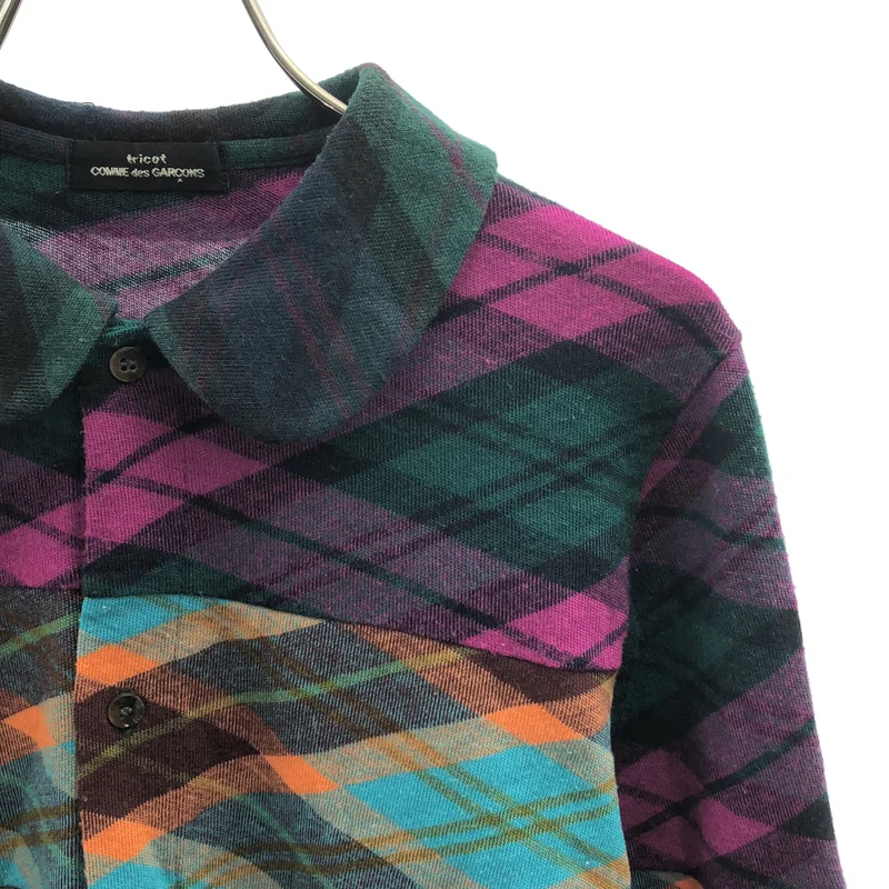 tricot COMME des GARCONS / トリココムデギャルソン | 2000AW | ウール 総柄 パッチワーク 丸襟 ニット カーディガン |