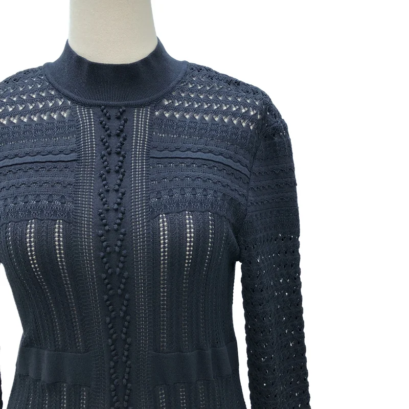 Mame Kurogouchi / マメクロゴウチ | 2023AW | Lace Stripe Knitted Dress ニットワンピース | 2 | レディース