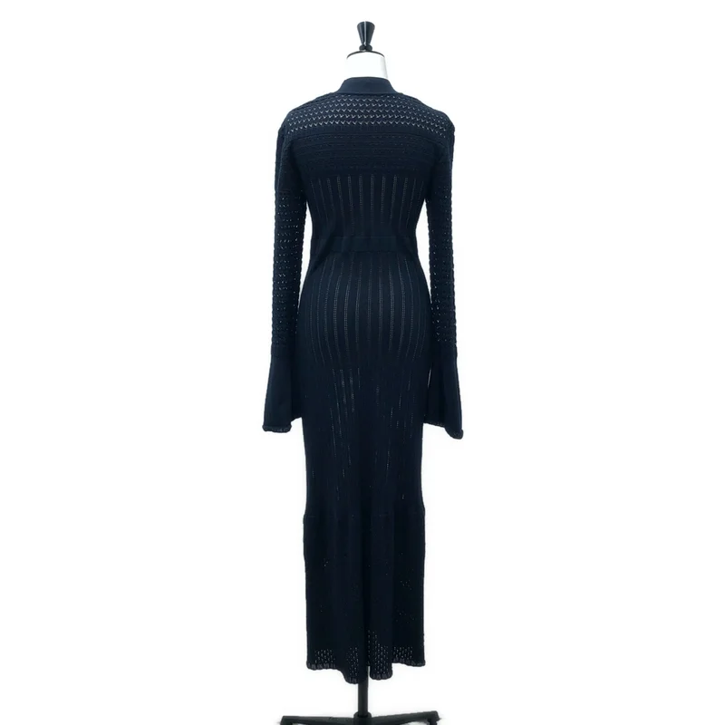 Mame Kurogouchi / マメクロゴウチ | 2023AW | Lace Stripe Knitted Dress ニットワンピース | 2 | レディース