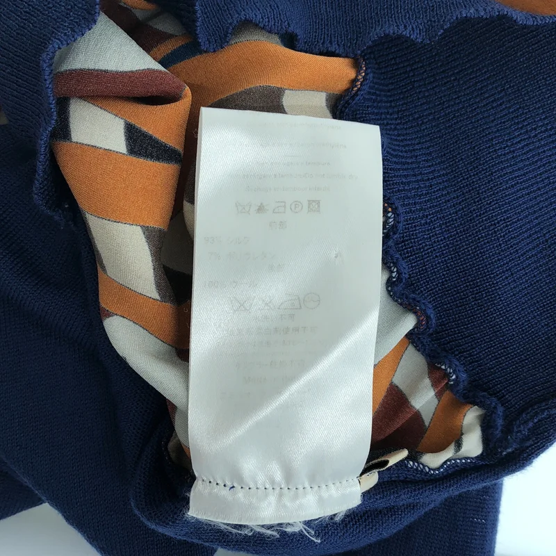 EMILIO PUCCI / エミリオプッチ | シルク ジオメトリック柄 切替 クルーネックニット | XS | レディース