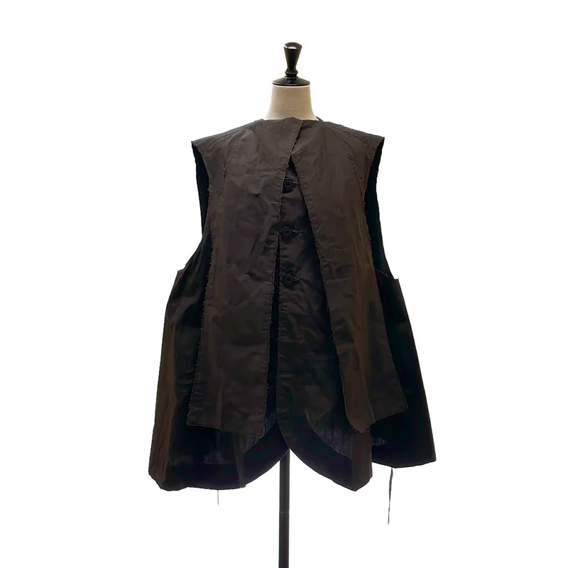 TISCAR ESPADAS / ティスカーエスパダス | THE COAT VEST /ワックスコットン カットオフ ボウタイコートベスト | M | レディース