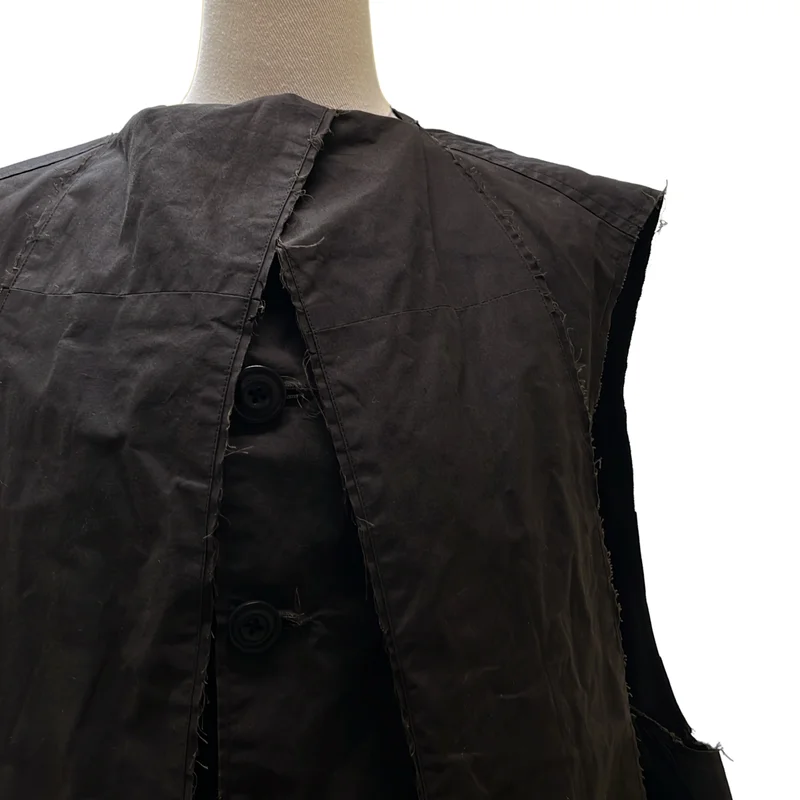 TISCAR ESPADAS / ティスカーエスパダス | THE COAT VEST /ワックスコットン カットオフ ボウタイコートベスト | M | レディース