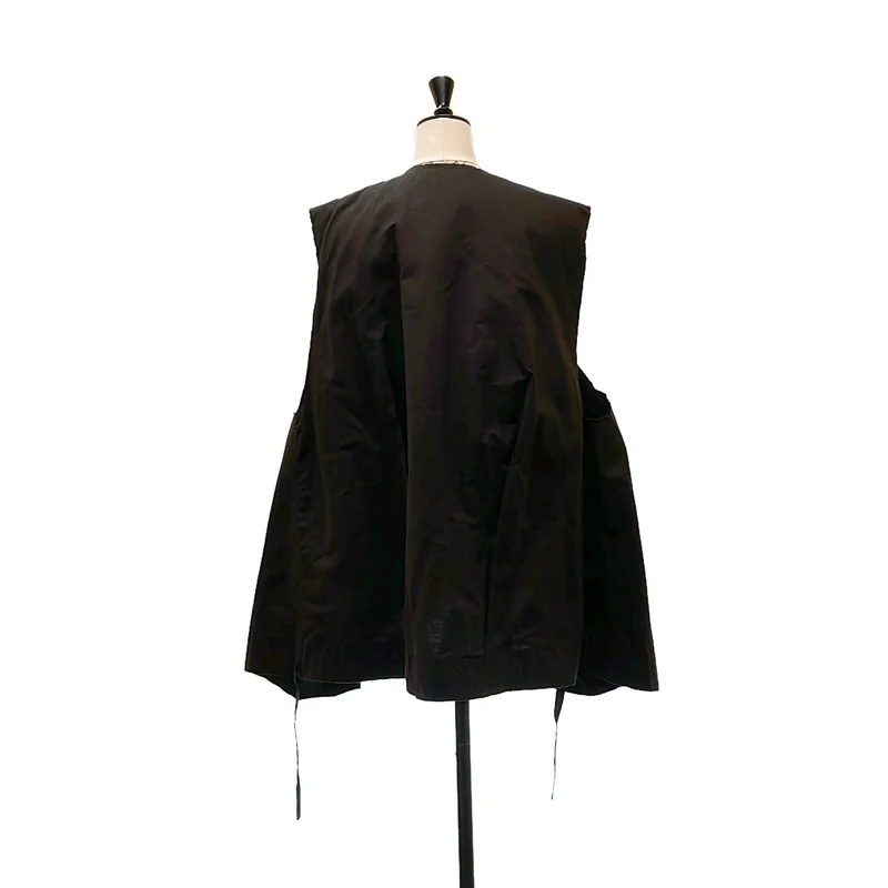 TISCAR ESPADAS / ティスカーエスパダス | THE COAT VEST /ワックスコットン カットオフ ボウタイコートベスト | M | レディース