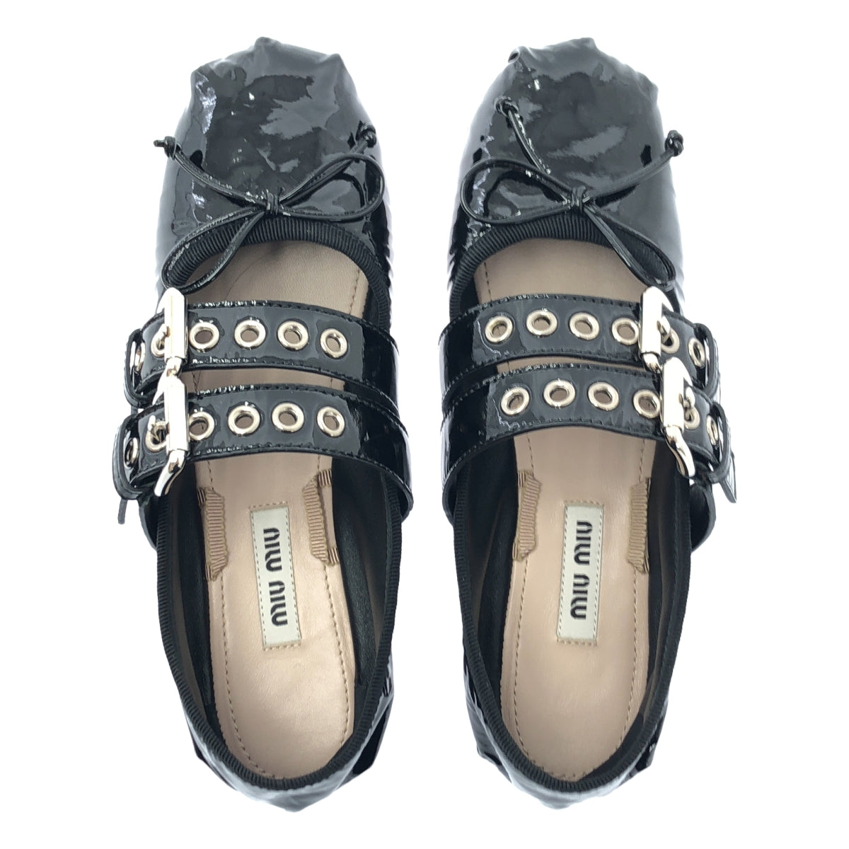 美品】 miu miu / ミュウミュウ | パテントレザー リボン ダブル 美品】 miu miu / ミュウミュウ | パテントレザー リボン ダブル