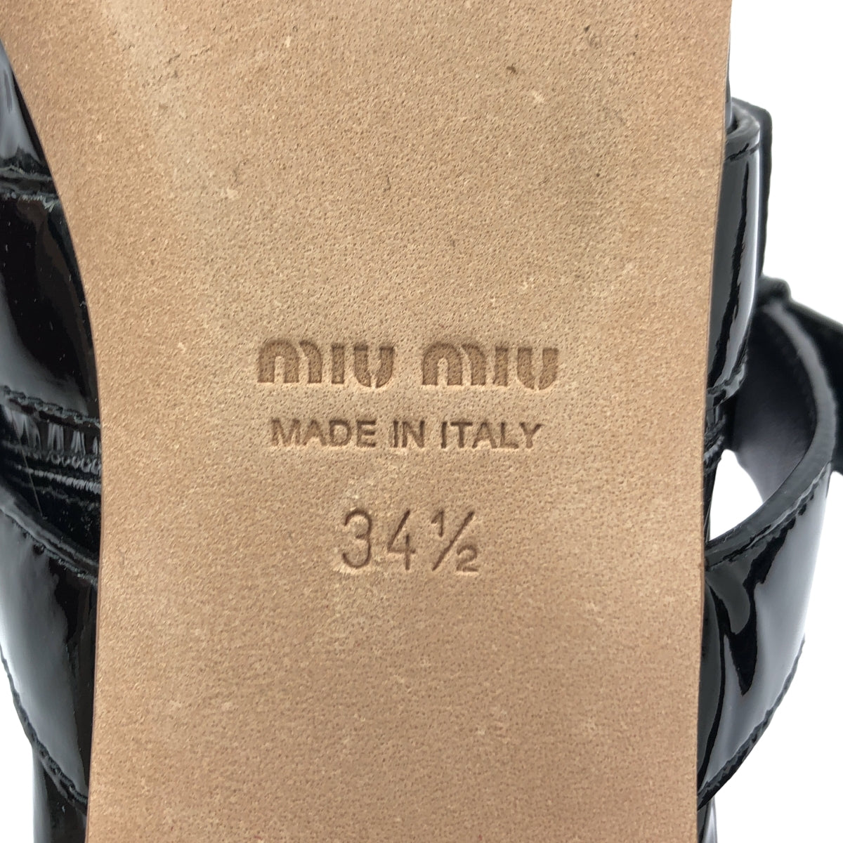 美品】 miu miu / ミュウミュウ | パテントレザー リボン ダブル