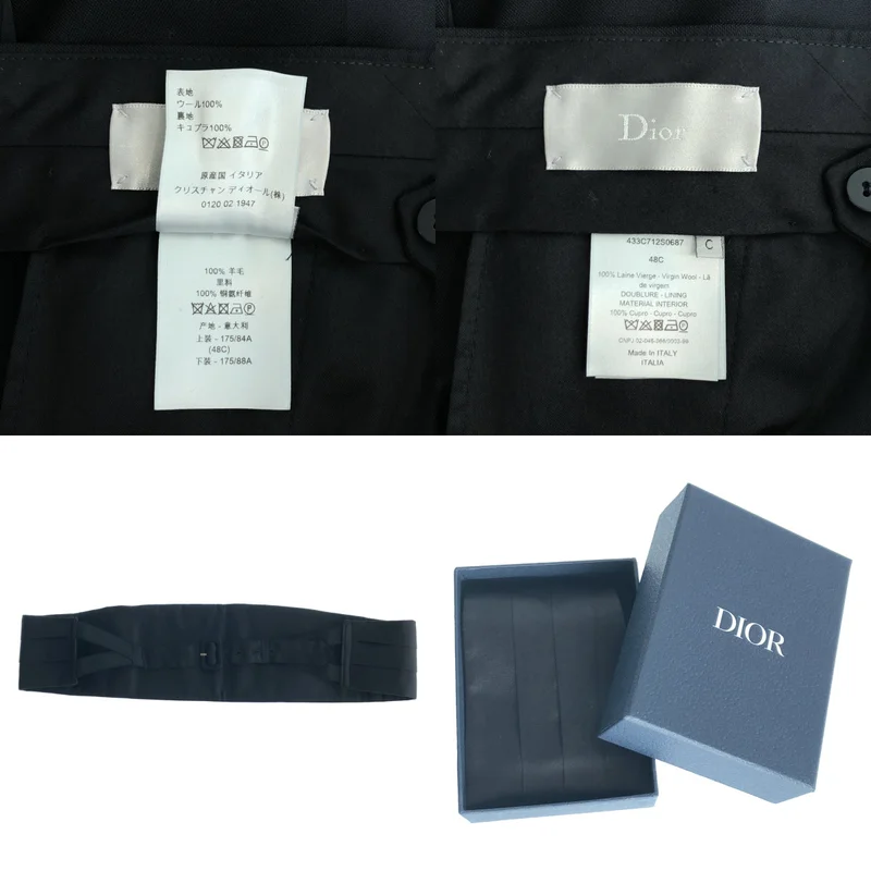 Dior homme / ディオールオム | セットアップ / サテン切替 スモーキングジャケット / サイドライン スラックス | 48 | メンズ