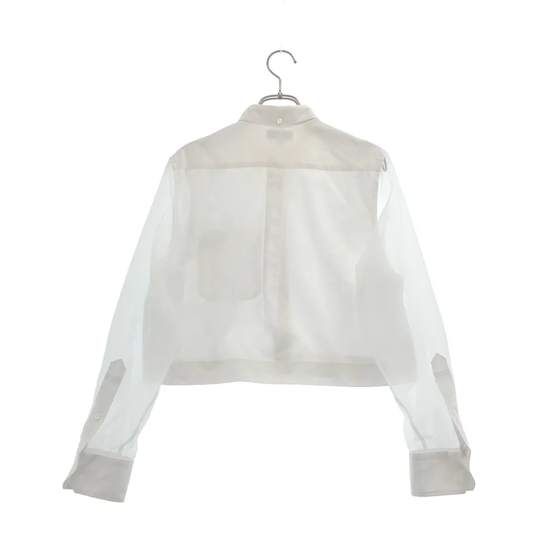 HYKE / ハイク | 2025SS | OXFORD B.D. SHIRT WITH SHEER SLEEVE シアー切替 シャツ | 2 | レディース