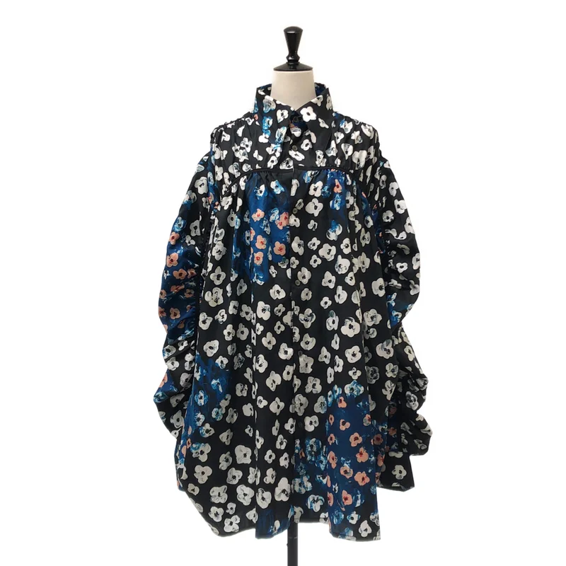 KIDILL / キディル | 2023SS | × maya shibasaki / マヤシバサキ / GATHERED SHIRT / フラワープリント ギャザードロングシャツ |