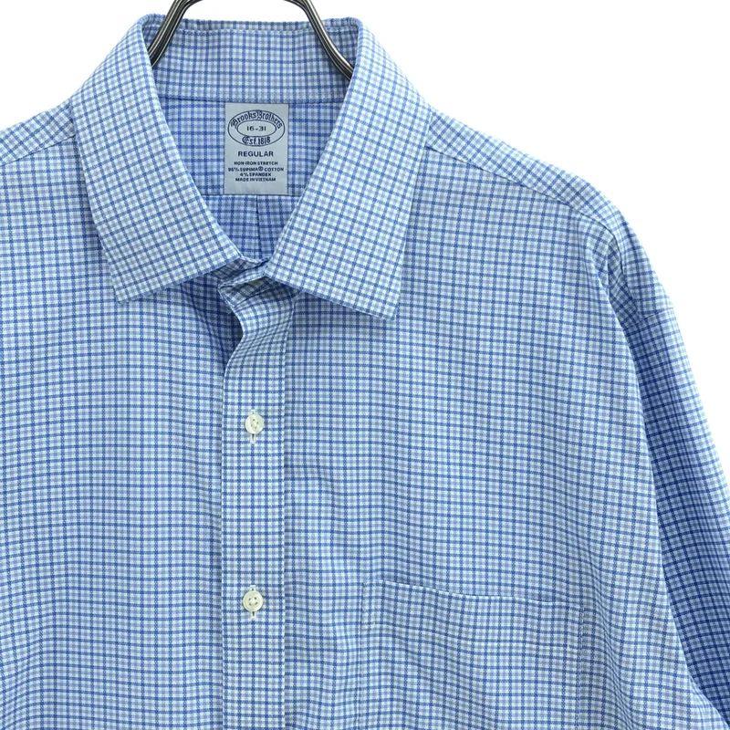 BROOKS BROTHERS / ブルックスブラザーズ | ノンアイロン スーピマコットンストレッチ ロイヤルオックスフォード チェック ドレスシャツ Regular Fit | 16-31 | メンズ