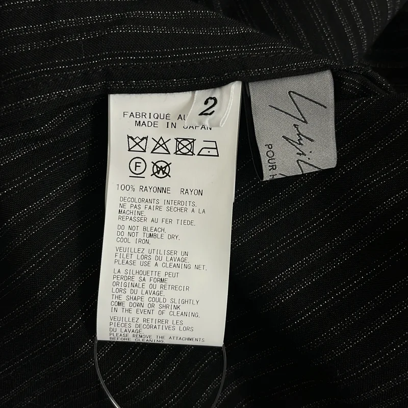 【美品】  YOHJI YAMAMOTO POUR HOMME / ヨウジヤマモトプールオム | 2026SS | RAYON THIN STRIPE SLIT JACKET / レーヨン ストライプ スリット ジャケット | 2 | ブラック | メンズ YOHJI YAMAMOTO POUR HOMME / ヨウジヤマモトプールオム | 2026SS