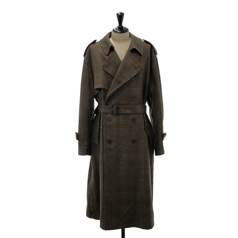 stein / シュタイン | 2021AW | OVERSIZED OVERLAPED TRENCH COAT / ウール チェック オーバートレンチコート | M | メンズ