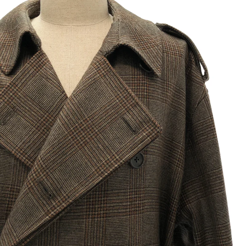 stein / シュタイン | 2021AW | OVERSIZED OVERLAPED TRENCH COAT / ウール チェック オーバートレンチコート | M | メンズ