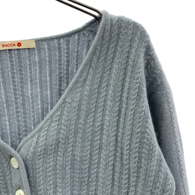 BACCA / バッカ | ウール カシミア ケーブルステッチ ショート ニット | S | レディース