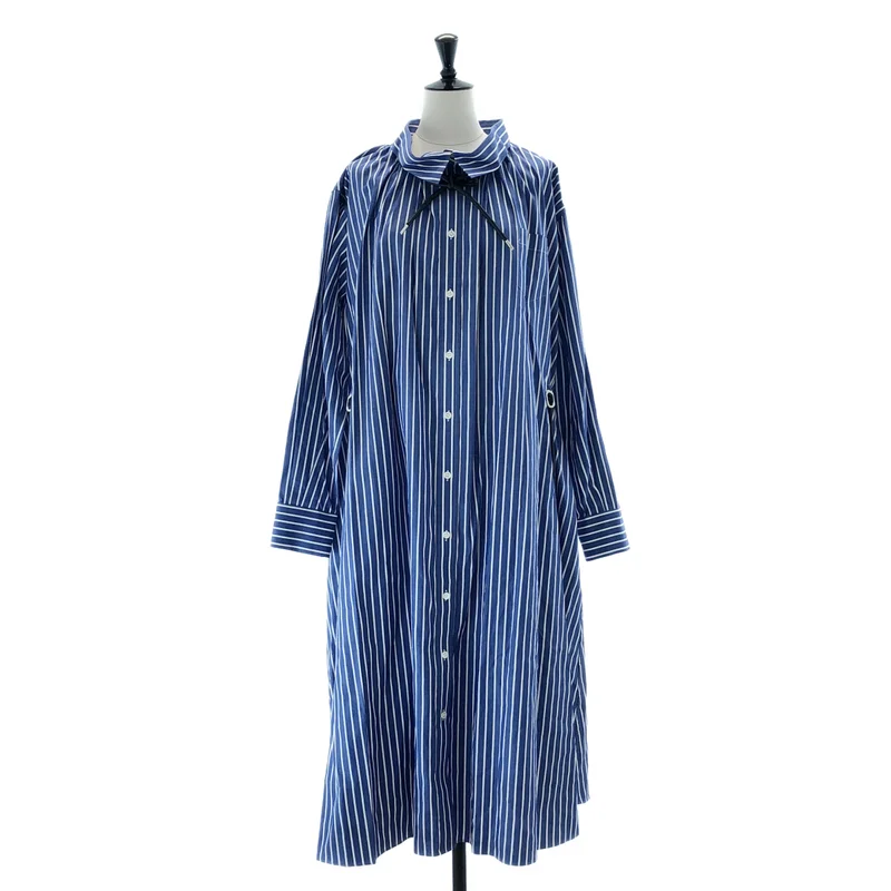 sacai / サカイ | ドローコード ストライプ シャツワンピース | 3 | レディース