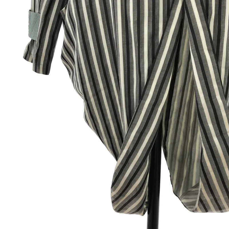 Kiko Kostadinov / キココスタディノフ | 2021SS | SFORZA DRAPED COAT / コットン ストライプ フーデッドドレープコート | 46 | メンズ