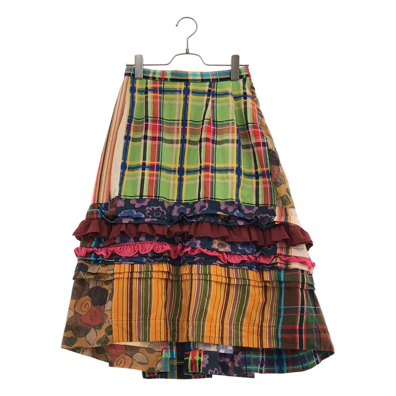 robe de chambre COMME des GARCONS / ローブドシャンブルコムデギャルソン | 2000AW | ウール コットン パッチワーク フリルスカート | M | レディース