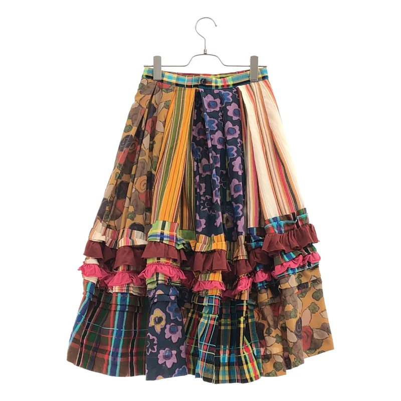 robe de chambre COMME des GARCONS / ローブドシャンブルコムデギャルソン | 2000AW | ウール コットン パッチワーク フリルスカート | M | レディース