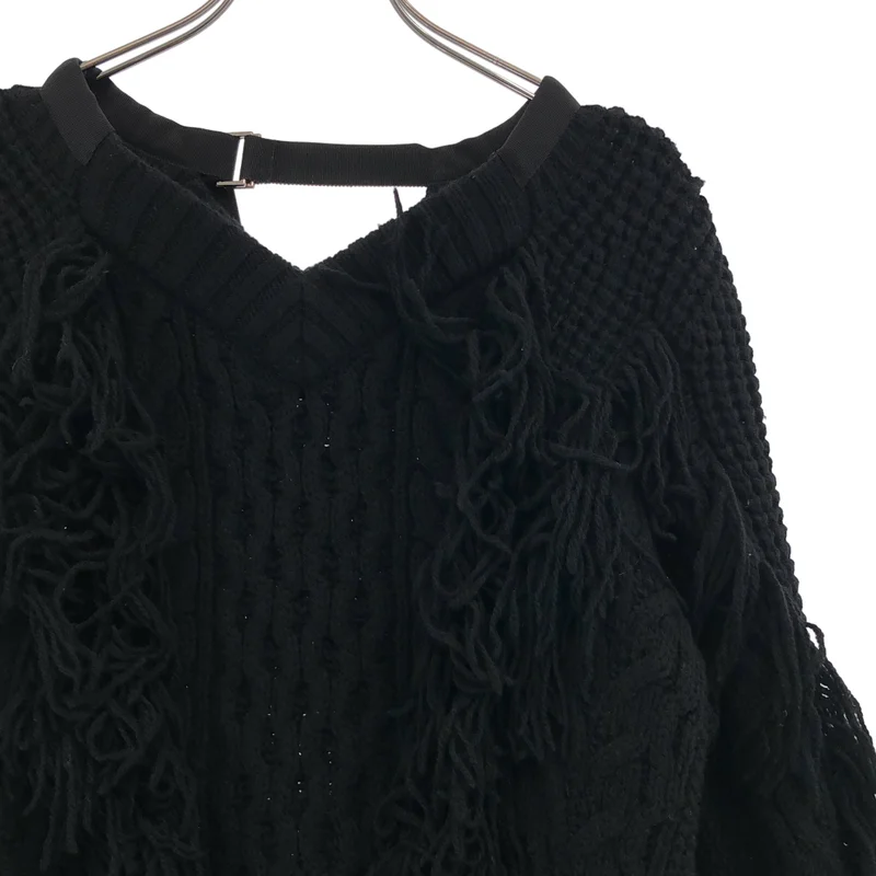 sacai / サカイ | ケーブル フリンジ ニット セーター | 1 | レディース