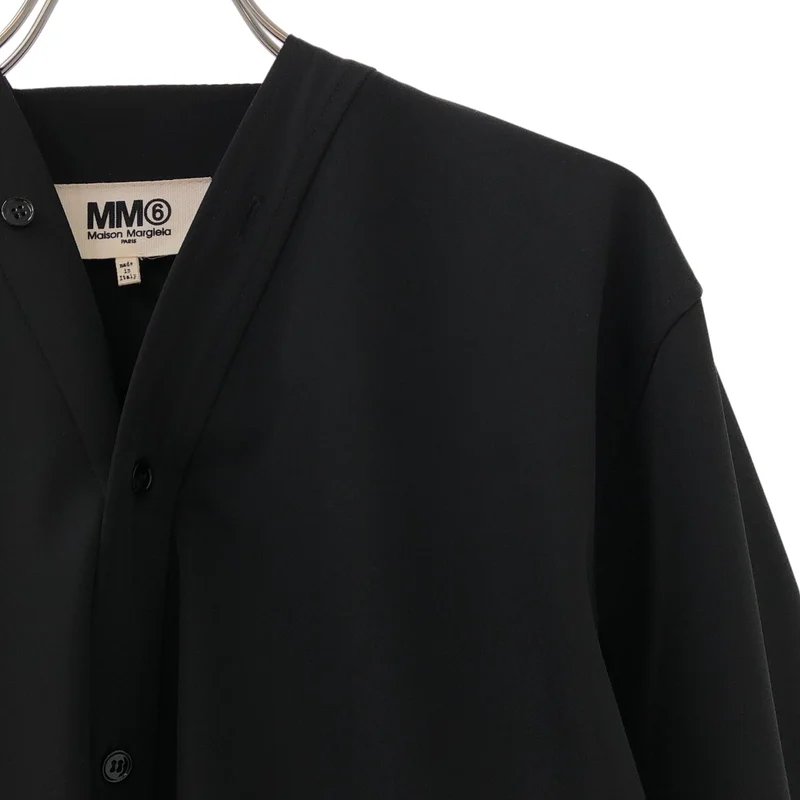 MM6 Maison Margiela / エムエムシックスメゾンマルジェラ | 2023SS | カットオフ ステッチ ノーカラー ロングシャツ | 38 | レディース