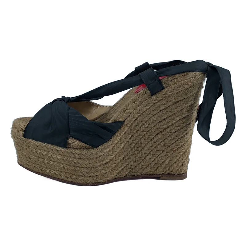Christian Louboutin / クリスチャンルブタン | オープントゥ ウェッジソール ボウタイサンダル | 36 | レディース