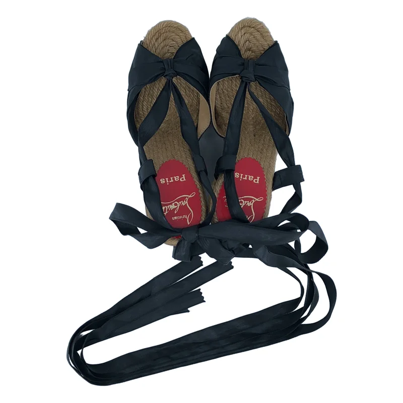 Christian Louboutin / クリスチャンルブタン | オープントゥ ウェッジソール ボウタイサンダル | 36 | レディース