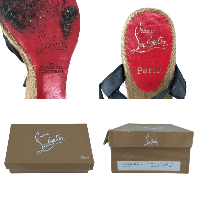 Christian Louboutin / クリスチャンルブタン | オープントゥ ウェッジソール ボウタイサンダル | 36 | レディース