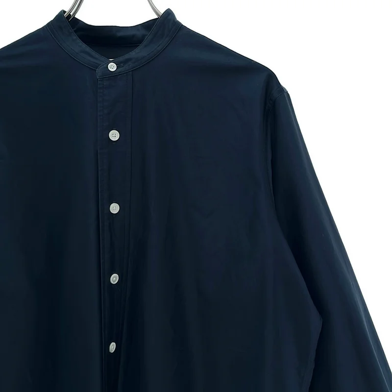 BACCA / バッカ | コットン バックサテン スタンドカラー ロングシャツ | 34 | レディース
