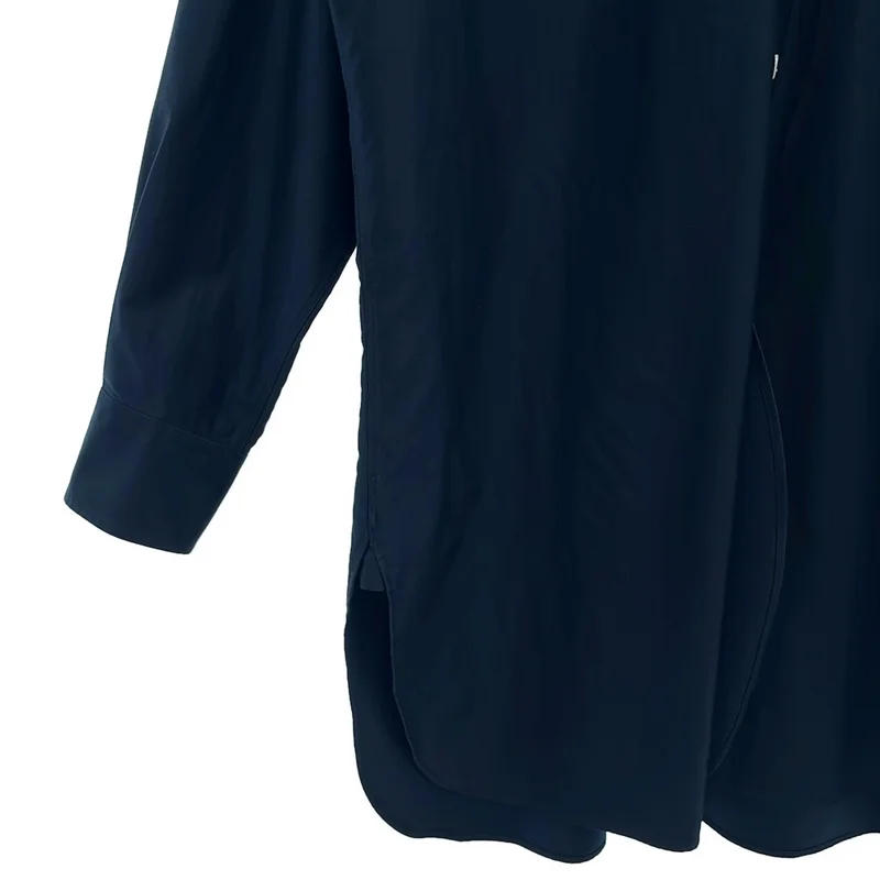 BACCA / バッカ | コットン バックサテン スタンドカラー ロングシャツ | 34 | レディース