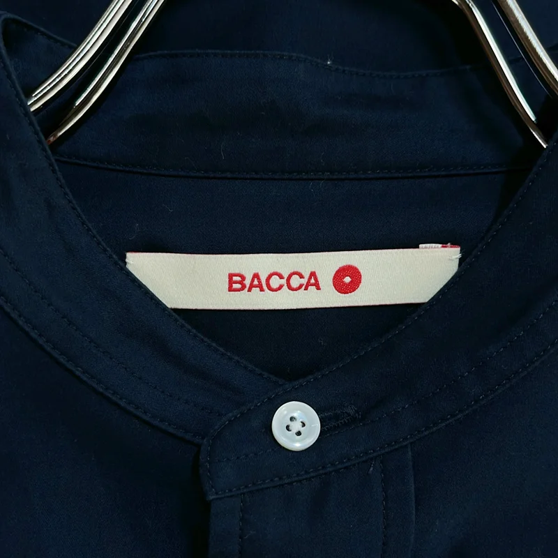 BACCA / バッカ | コットン バックサテン スタンドカラー ロングシャツ | 34 | レディース
