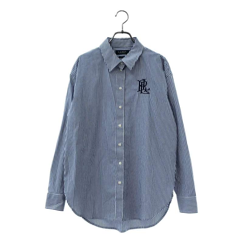 Lauren Ralph Lauren / ローレンラルフローレン | コットン ストライプ ロゴ刺しゅう シャツ | M | レディース