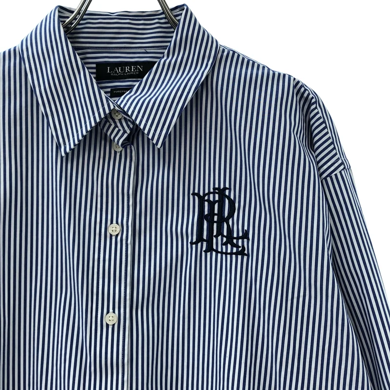 Lauren Ralph Lauren / ローレンラルフローレン | コットン ストライプ ロゴ刺しゅう シャツ | M | レディース