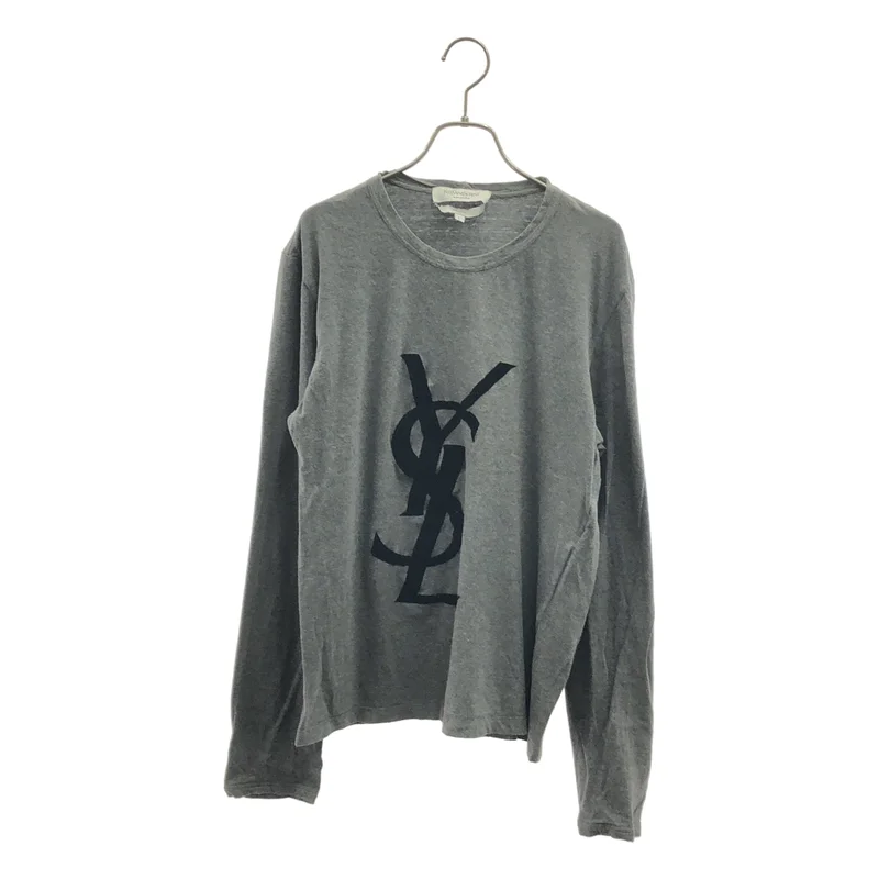 YVES SAINT LAURENT rive gauche / イヴサンローランリヴゴーシュ | ベルベット ロゴ Tシャツ | L | レディース