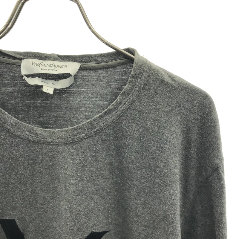 YVES SAINT LAURENT rive gauche / イヴサンローランリヴゴーシュ | ベルベット ロゴ Tシャツ | L | レディース