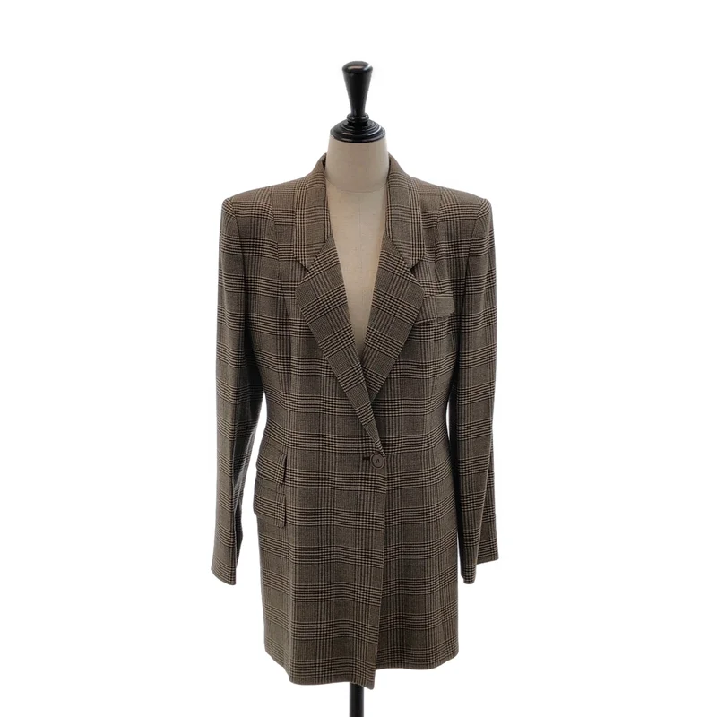 EMPORIO ARMANI / エンポリオアルマーニ | ウール チェック 1B ロングジャケット | 42 | レディース