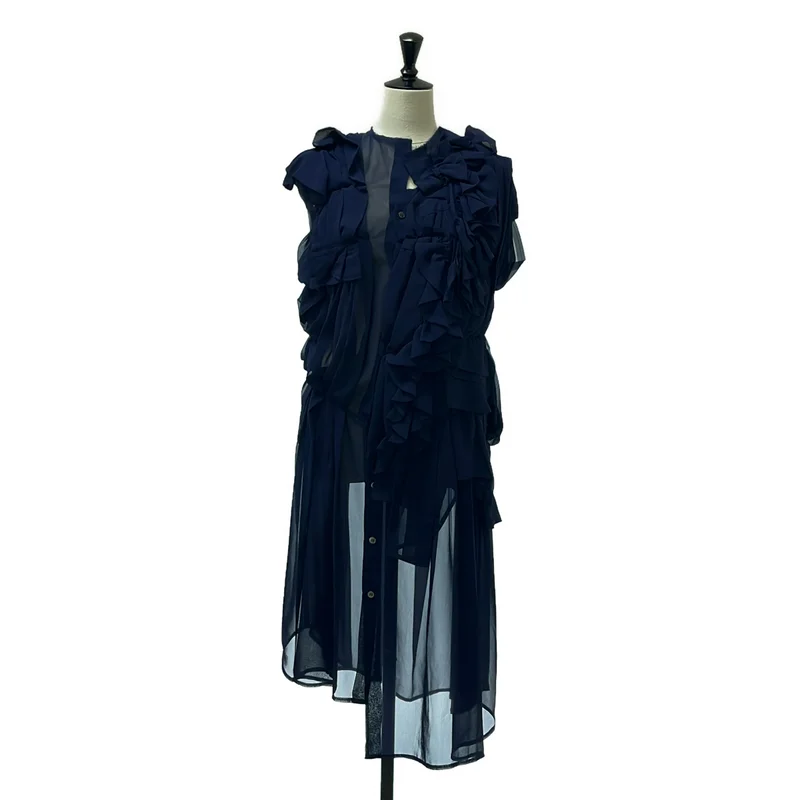 COMME des GARCONS / コムデギャルソン | 2013SS | ポリエステル アシンメトリー シアー フリル ボリューム ワンピース | S | レディース