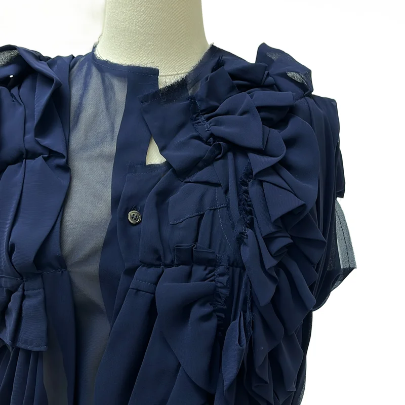 COMME des GARCONS / コムデギャルソン | 2013SS | ポリエステル アシンメトリー シアー フリル ボリューム ワンピース | S | レディース