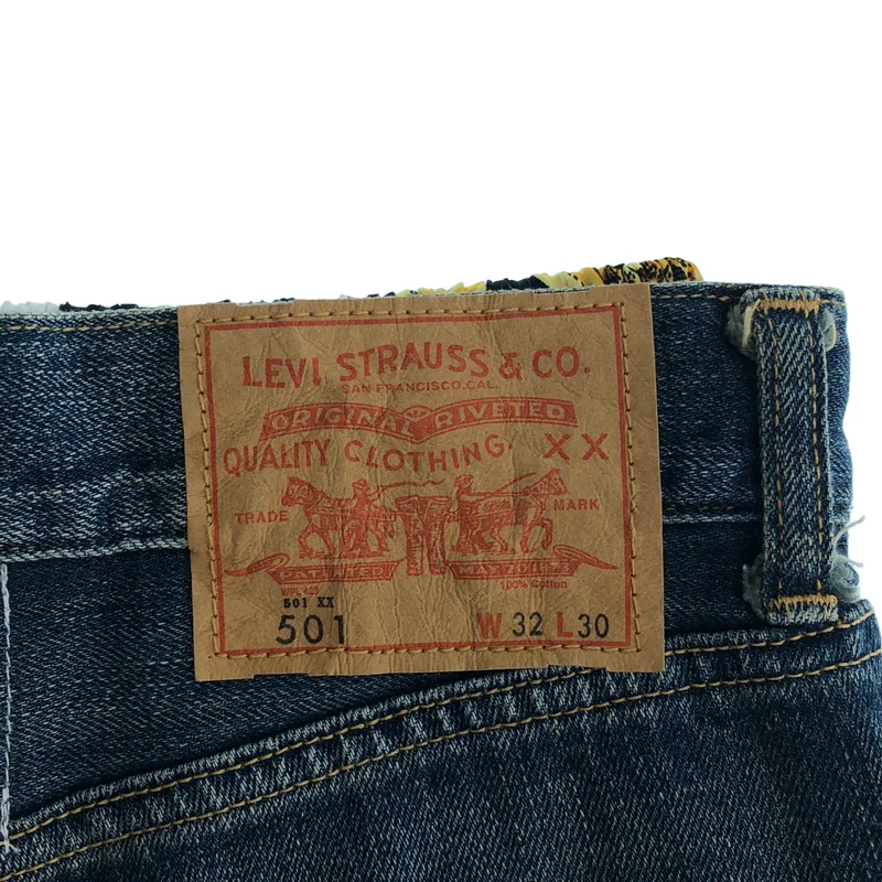 JUNYA WATANABE COMME des GARCONS denim / ジュンヤワタナベコムデギャルソンデニム | 2021AW | × VERSACE プリーツ切替 ダメージ加デニムパンツ | S | レディース