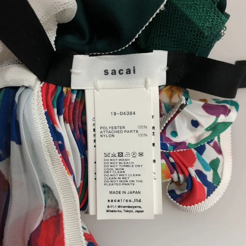 sacai / サカイ | プリーツ 総柄プリント ネックレス つけ襟 |