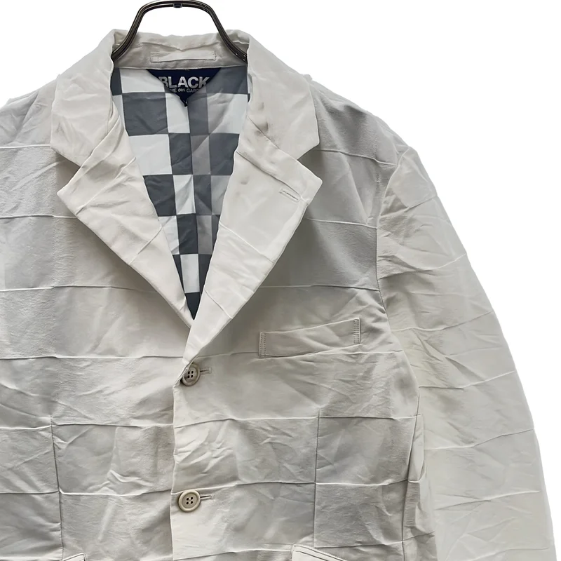 BLACK COMME des GARCONS / ブラックコムデギャルソン | 2023SS | ポリエステル縮絨 断ち切り チェッカー テーラードジャケット | L | メンズ