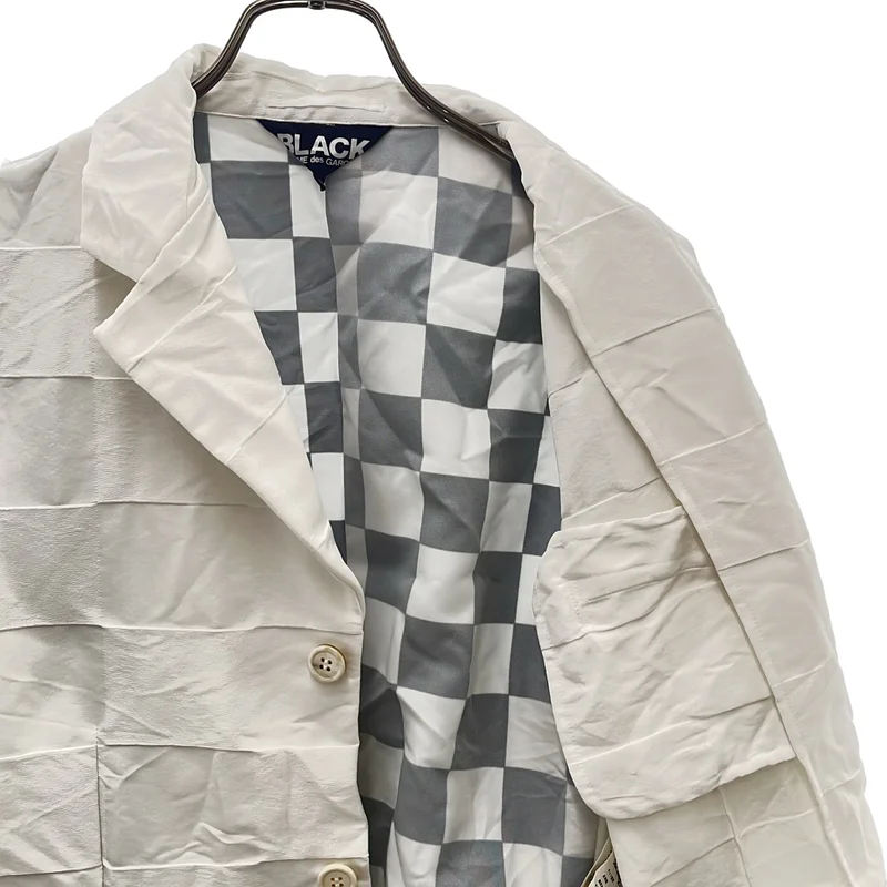BLACK COMME des GARCONS / ブラックコムデギャルソン | 2023SS | ポリエステル縮絨 断ち切り チェッカー テーラードジャケット | L | メンズ