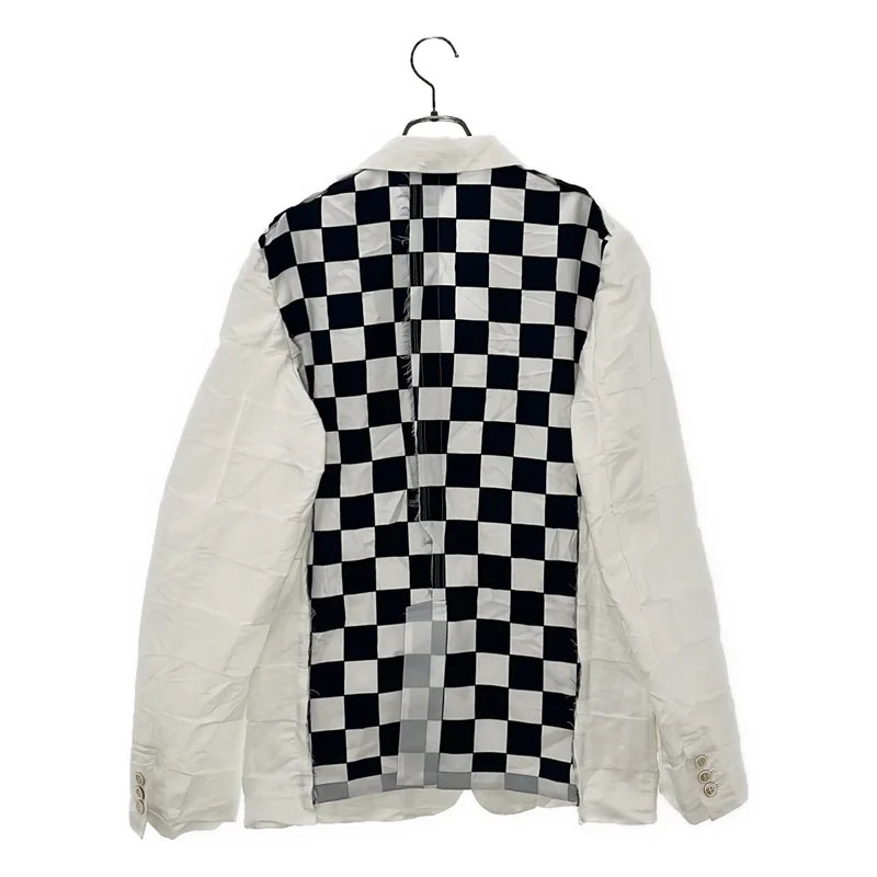 BLACK COMME des GARCONS / ブラックコムデギャルソン | 2023SS | ポリエステル縮絨 断ち切り チェッカー テーラードジャケット | L | メンズ