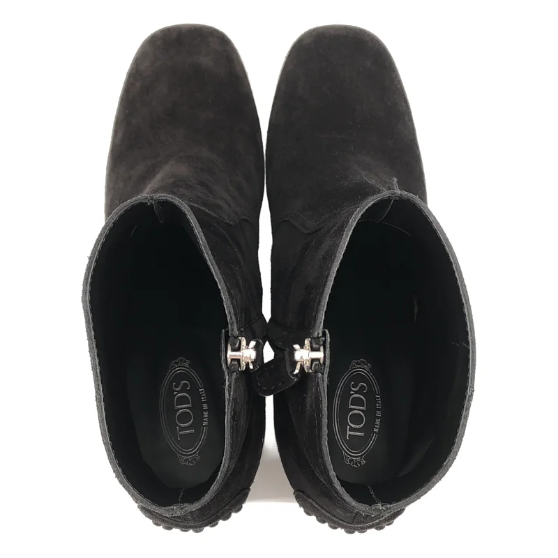 TOD'S / トッズ | スエードレザー サイドジップ ヒールブーツ | 38 | レディース
