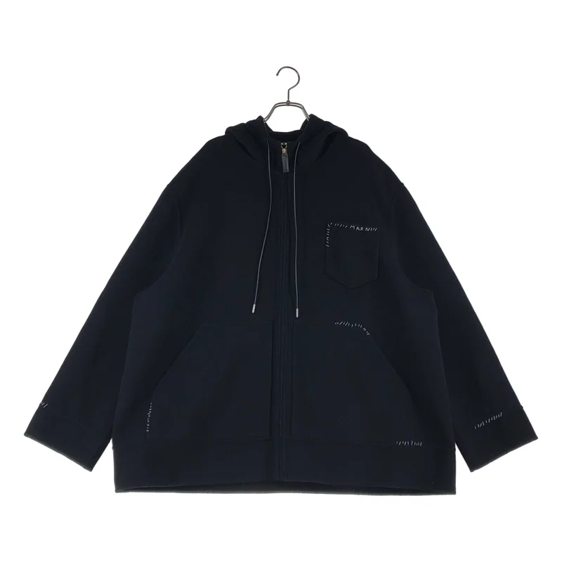 MARNI / マルニ | 2024AW | ウール ロゴステッチ フーデッド ジャケット | 38 | レディース