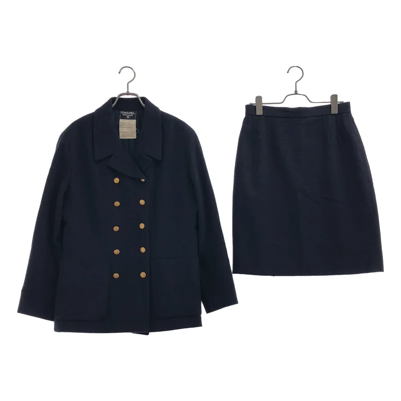 CHANEL / シャネル | セットアップ / ウール 金ボタン ダブルブレストジャケット /スカート | 40 | レディース